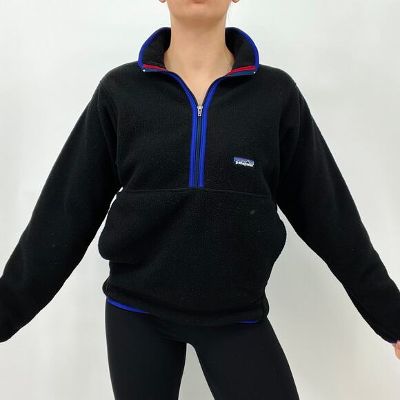 Vintage Patagonia Fall 1999 Black Half-Zip Fleece Jacket Women's Small - Picture 2 of 12
